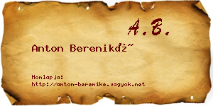 Anton Bereniké névjegykártya